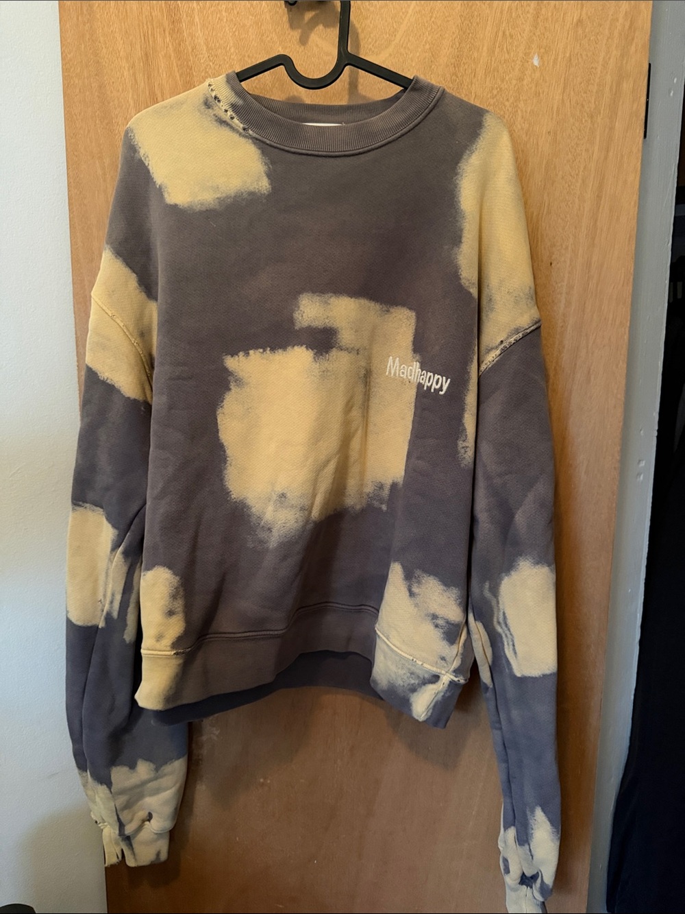 Madhappy Bleach-Dyed Charcoal & Beige Crewneck